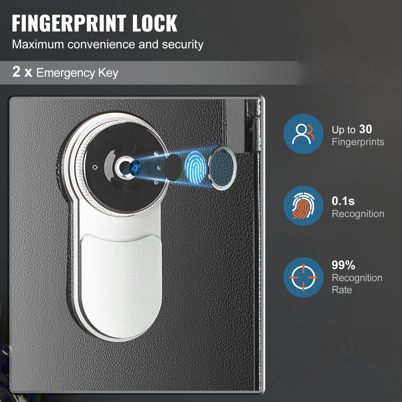 VEVOR Geweerkast, Lange Wapenkast voor 5 Geweren, Geweerkluis met Verwijderbare Planken & 2 Pistooltassen, Grote Wapenkast met Sleutel- & Vingerafdrukslot & Dula Alarmsysteem