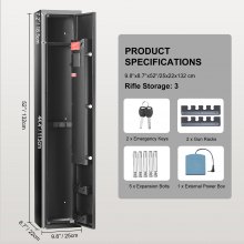 VEVOR 3 Rifles Gun Safe, Rifle Safe with Lock & Digital Keypad, Quick Access Gun Storage Cabinet with Removable Shelf, Pistol Rack, Rifle Cabinet for Home Rifle and Pistols