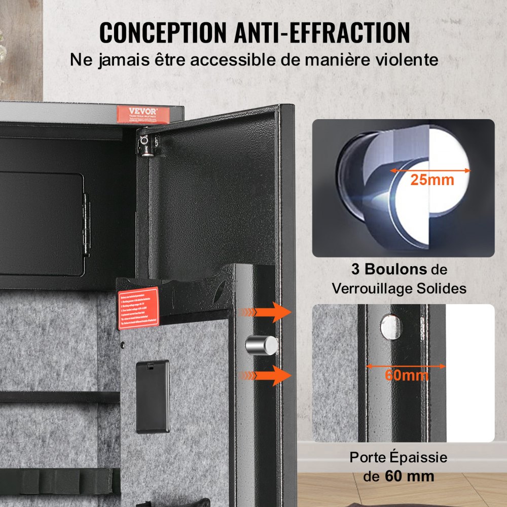 VEVOR 7-8 Rifles Gun Safe, Rifle Safe with Digital Keypad & Lock, Gun Storage Cabinet with Built-in Storage Locker, Removable Storage Shelf for Home Long Gun and Pistols