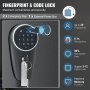 VEVOR gun safe with fingerprint and code lock, supports 30 fingerprints with fast 0.1s recognition.