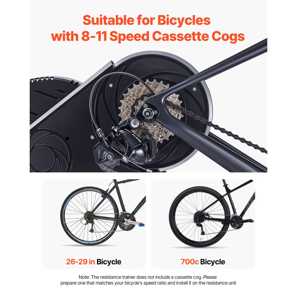 VEVOR fietstrainer met roller voor wielen van 660,4-736,6 mm / 700C, slimme stationaire fietstrainer voor racefietsen en mountainbikes, compatibel met de Zwift-app.