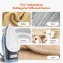 VEVOR Steam Iron, 1600W Iron for Clothes, Aluminum Alloy + PTFE Soleplate, Auto Shut-Off, Self-Cleaning, Four Temperature Settings, Quick Heating, Anti-Drip, Clothing Iron for Home Ironing Clothes