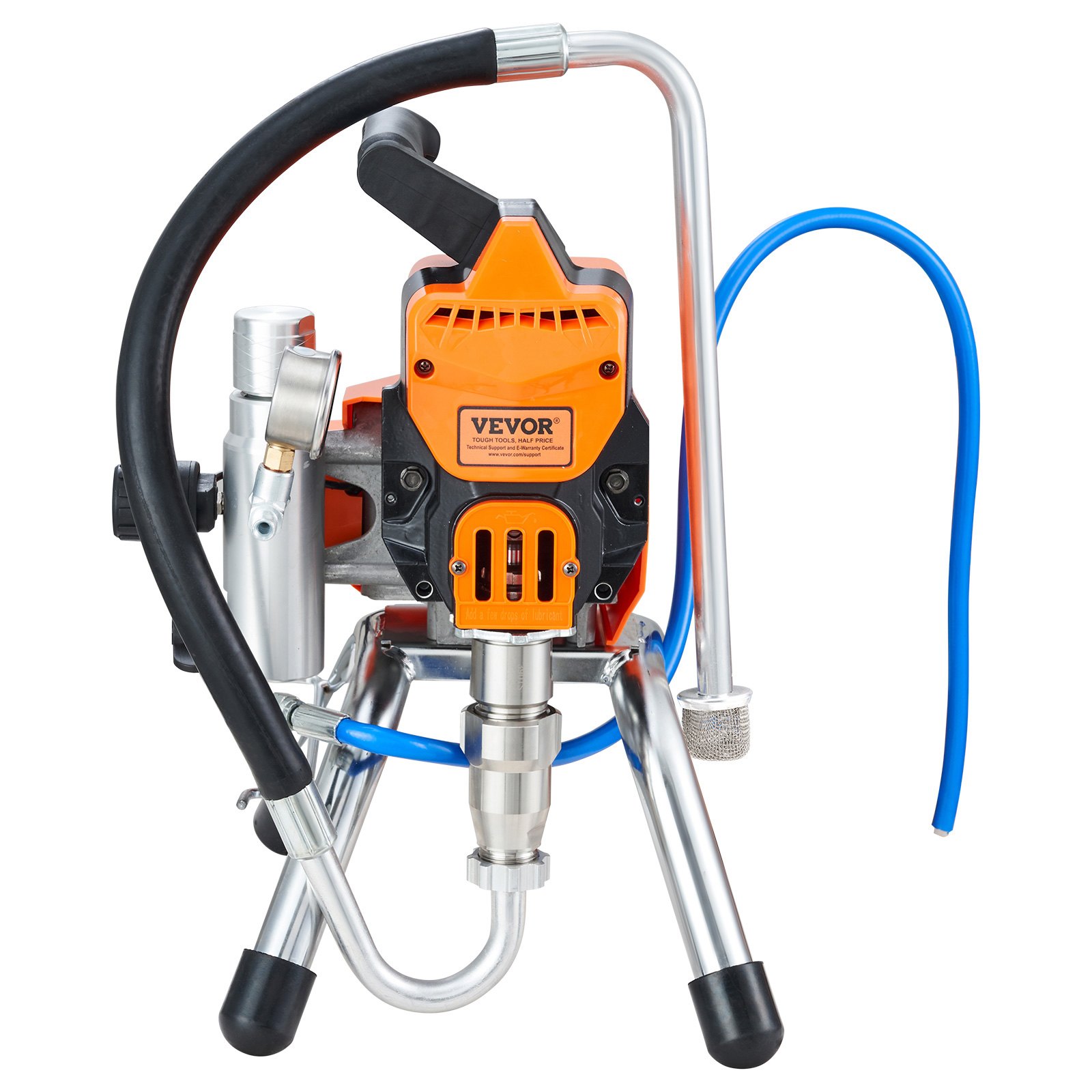 VEVOR Airless muurverfspuitpistool met hogedrukbuis, hogedrukspuit, 2000W muurverfspuitpistool Verfspuit voor binnen- en buitenverven op water- en oliebasis