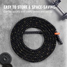 VEVOR Battle Rope Trainingstouw Sporttouw Beat Rope 9,1 m Battle Rope Zwart