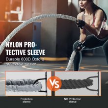 VEVOR Battle Rope 1.5" 30Ft Gym Workout Strength Training Exercise Fitness Rope