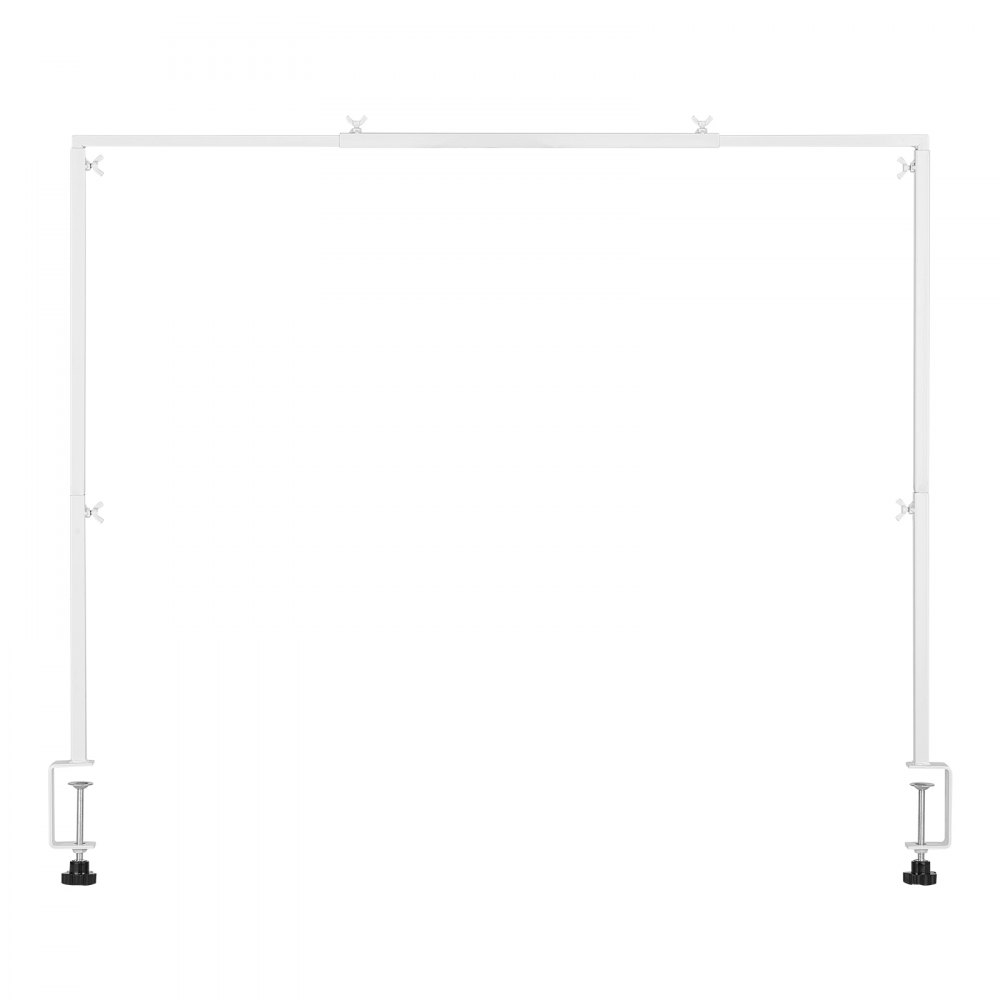 VEVOR Over The Table Rod Stand with Clamps, 13"-42'' Tall & 28"-98" Length Adjustable, Metal Table Arch Stand, Tabletop Balloon Arch Frame for Wedding Birthday Party Christmas Decorations, White