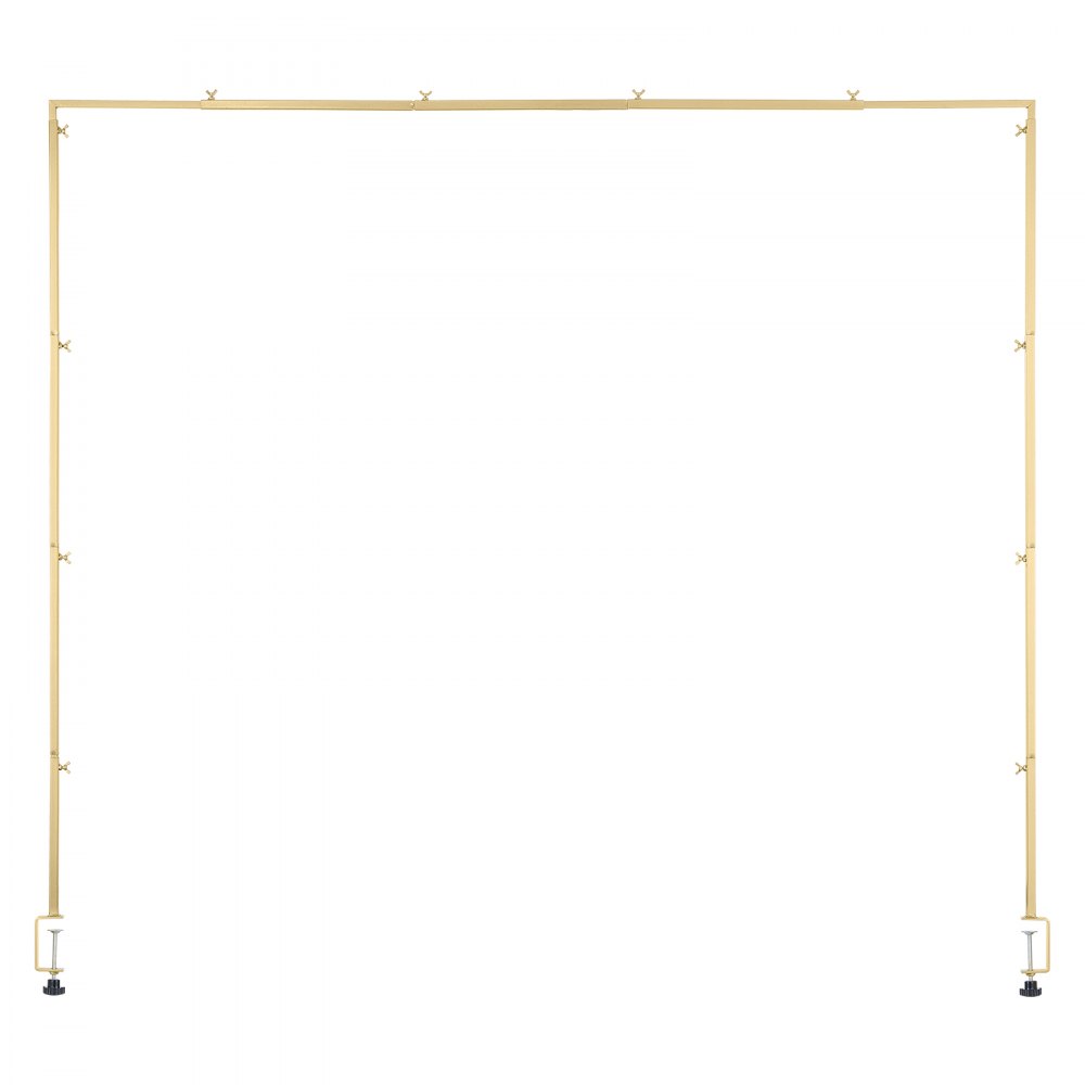 VEVOR Tafeldecoratie Tafelstang, 330-1066,8 mm hoog en 711,2-2489,2 mm lengte verstelbaar, tafelboog met klemmen, decoratief tafelframe voor bruiloft-, verjaardags- en kerstdecoraties, goudkleurig