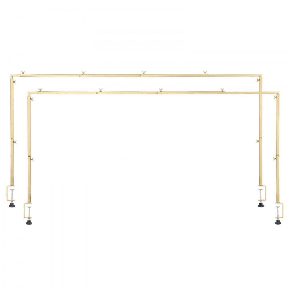 VEVOR Over The Table Rod Stand with Clamps, 13"-42" Tall & 28"-98" Length Adjustable, 2 Packs Table Arch Stand, Tabletop Balloon Arch Frame for Wedding Birthday Party Christmas Decorations, Gold