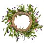 VEVOR Kunstmatige krans, 56 cm, roze/groen, versierd met madeliefjes, gipskruid en knoppen. Deurkrans voor alle seizoenen, voor huis, muur, raam, festival- en bruiloftsdecoratie.