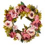 VEVOR Kunstmatige decoratieve krans, 48,26 cm, roze, versierd met pioenrozen, hortensia's, gipskruid, deurkrans voor alle seizoenen, als decoratie voor huis, muren, ramen, festivals en bruiloften