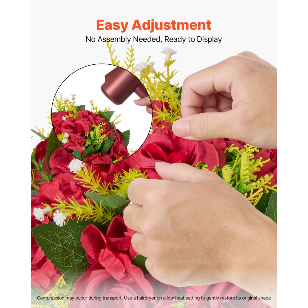 VEVOR Flower Balls Arrangement Bouquet 10 PCS, 9.5-Inch Wedding Red Roses Centerpieces, Fake Flowers Kissing Balls Decor Artificial Floral Arrangements Flower Bouquet for Home Party Table Decorations