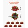 VEVOR Flower Balls Arrangement Bouquet 10 PCS, 9.5-Inch Wedding Red Roses Centerpieces, Fake Flowers Kissing Balls Decor Artificial Floral Arrangements Flower Bouquet for Home Party Table Decorations