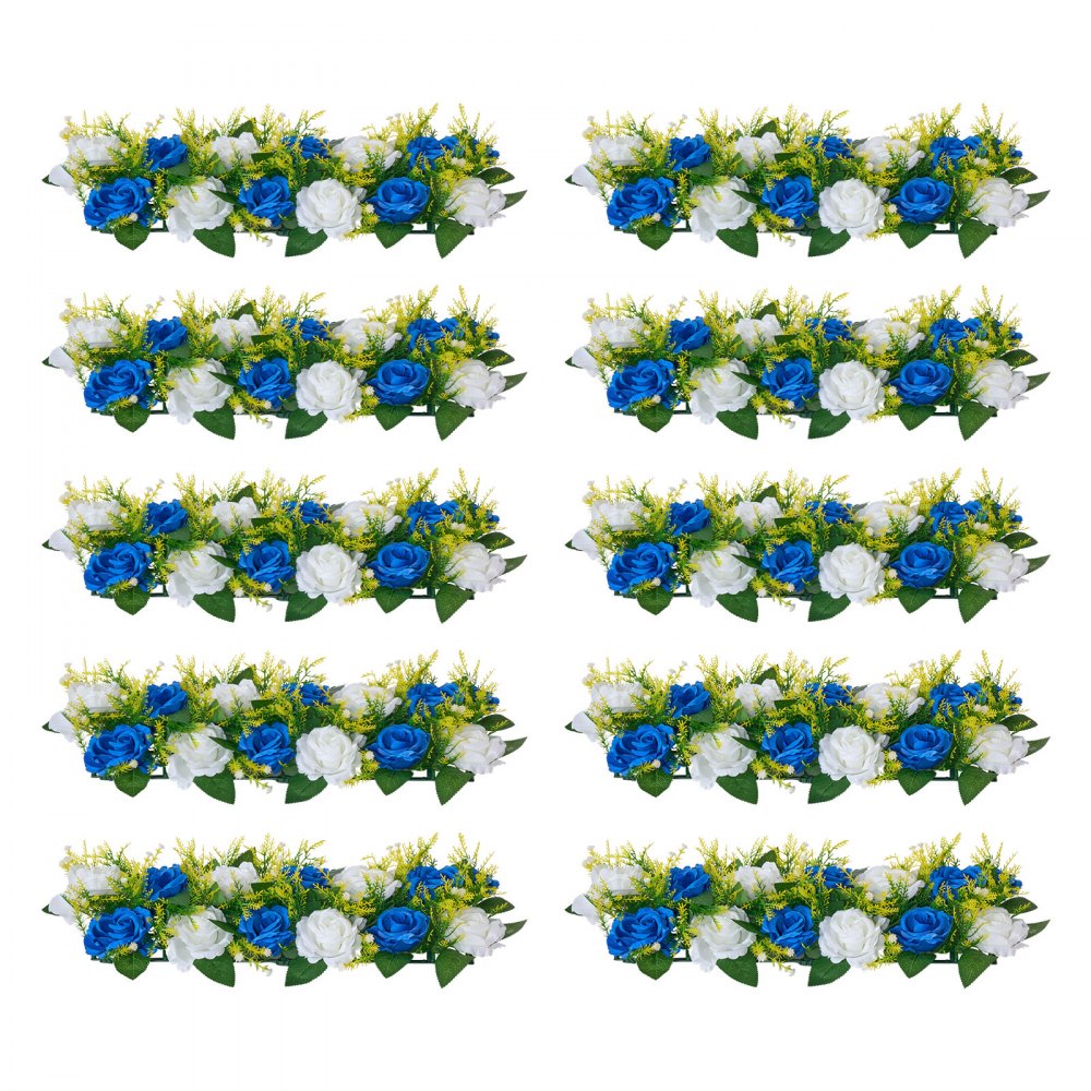 VEVOR Flower Ball Arrangement Bouquet 10 PCS, 19.6 x 8.6 Inch Artificial Flower Balls Wedding Table Centerpieces, Faux Rose Arrangements for Wedding Centerpiece Home Decoration, Blue and White Roses