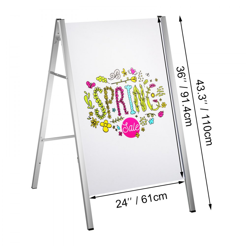 Vevor Klantenstopper Stoepbord Aluminium Een Frame Sandwich Board Zilver Als-c