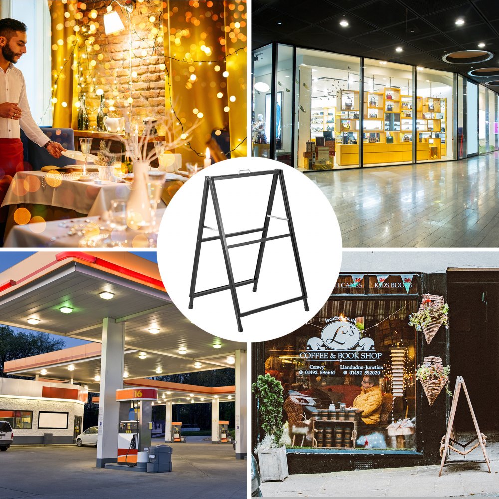 VEVOR Klantenstopper, Zwart ALS-TR4 Stoepbord, 63 x 6 x 107 cm Een Frame Sandwich Board, A-framestructuur en Dubbel Scherm, voor Winkelcentra, Supermarkten, Tentoonstellingen, Restaurants en Hotels