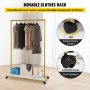 VEVOR Clothing Garment Rack, 100 x 36 x 150 cm, Heavy-duty Clothes Rack with Bottom Shelf, 4 Swivel Casters, Sturdy Steel Frame, Rolling Clothes Organizer for Laundry Room Retail Store Boutique, Gold