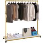 VEVOR Clothing Garment Rack, 150 x 36 x 160 cm, Heavy-duty Clothes Rack with Bottom Shelf, 4 Swivel Casters, Sturdy Steel Frame, Rolling Clothes Organizer for Laundry Room Retail Store Boutique, Gold