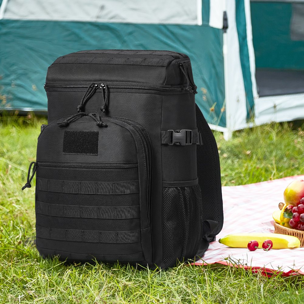 VEVOR Cooler Bag, 25L Insulated Lunch Bag with Molle Design and Multi-pocket, 600D Cooler Lunch Box with Removable Storage Bags, Soft Cooler for Office, Picnic, Hiking, Beach or Beverage, Black