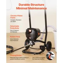 VEVOR draagbaar airless verfspuit, 750 W, 3000 psi, hoog rendement elektrisch spuitapparaat, verfspuiten Spuitverfmachine Hogedruk airless verfspuitsysteem met 15 m slanglengte