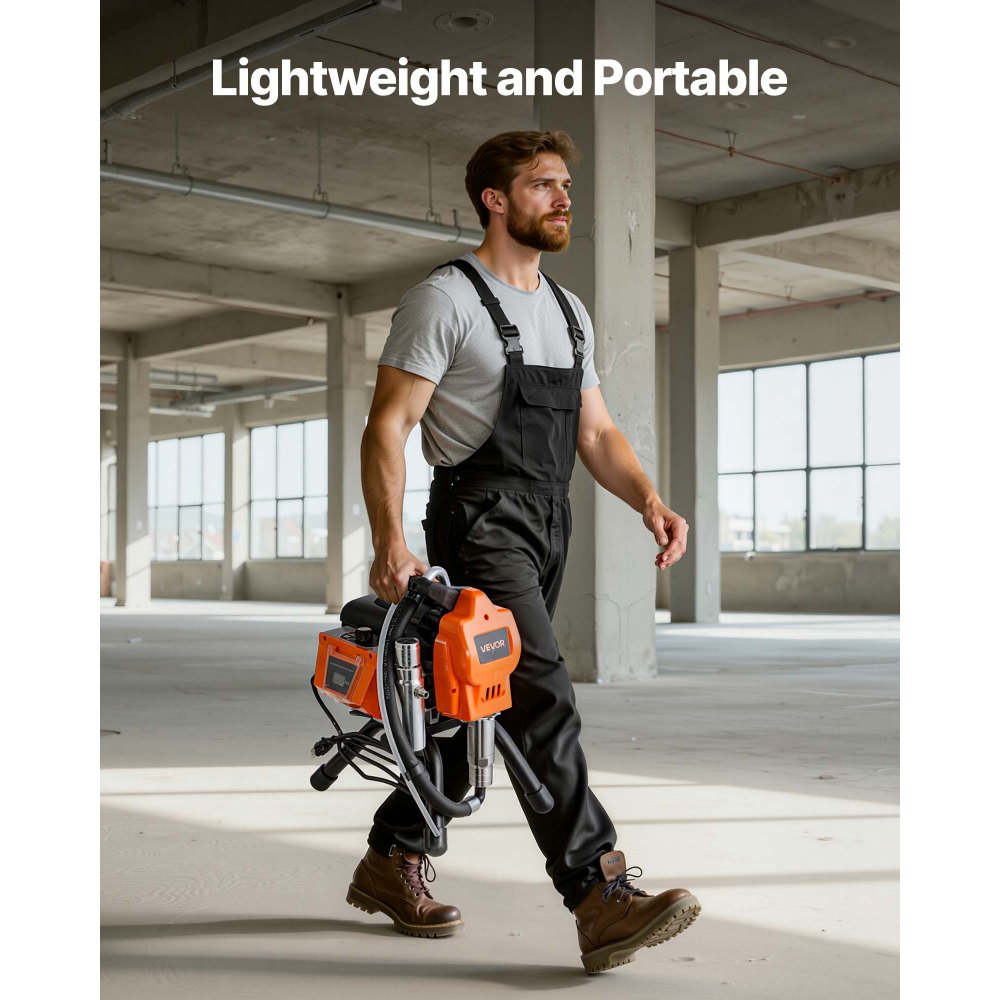 VEVOR Airless verfspuit 1500 W 3300 psi, 2,65 l/min verfspuitsysteem met reinigingsborstel, slang, verlengstang en spuitmonden, verfspuit voor huizen en gebouwen