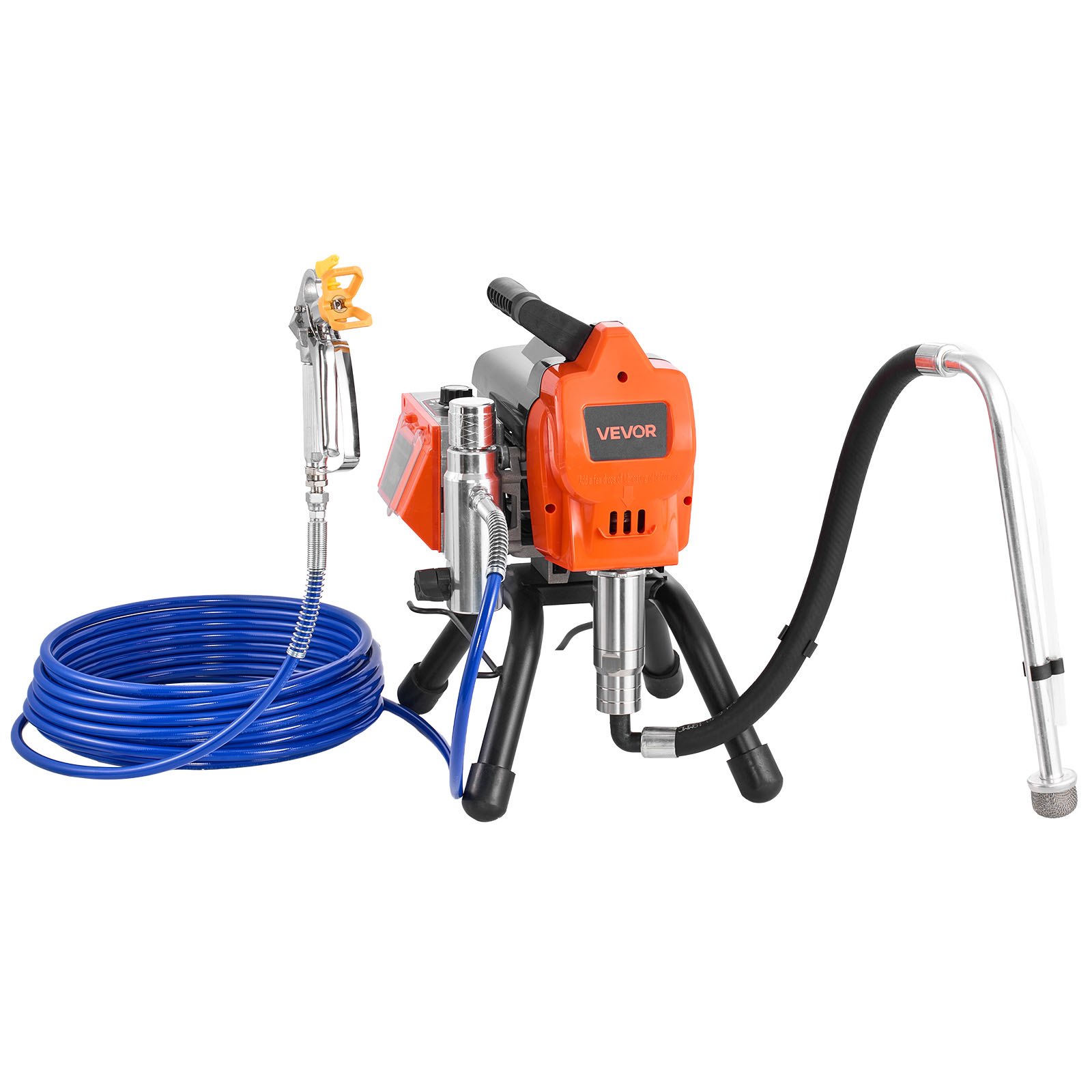 VEVOR Airless verfspuit 1500 W 3300 psi, 2,65 l/min verfspuitsysteem met reinigingsborstel, slang, verlengstang en spuitmonden, verfspuit voor huizen en gebouwen