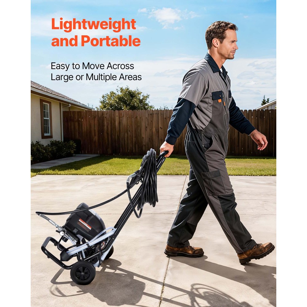 VEVOR Stand Airless Paint Sprayer, 650W, 3000PSI High Pressure Airless Sprayer with Cart, Cleaning Brush, Hose, Extension Rod, Nozzles, Electric Spray Paint Machine for House Exterior and Interior