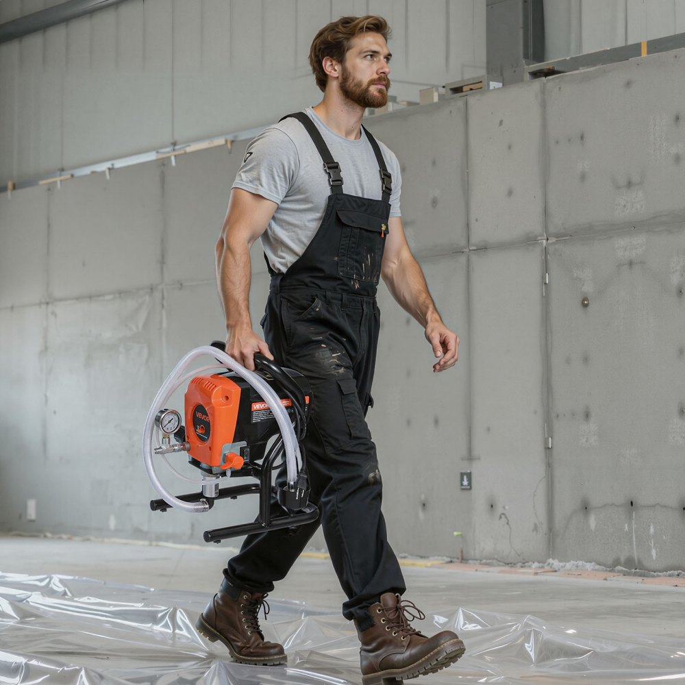 VEVOR Airless Verfspuit 900 W 3300 psi, 1,78 L/min Verfspuitsysteem met Reinigingsborstel, Slang, Verlengstuk en Spuitmonden, Verfspuit voor Woningen en Gebouwen