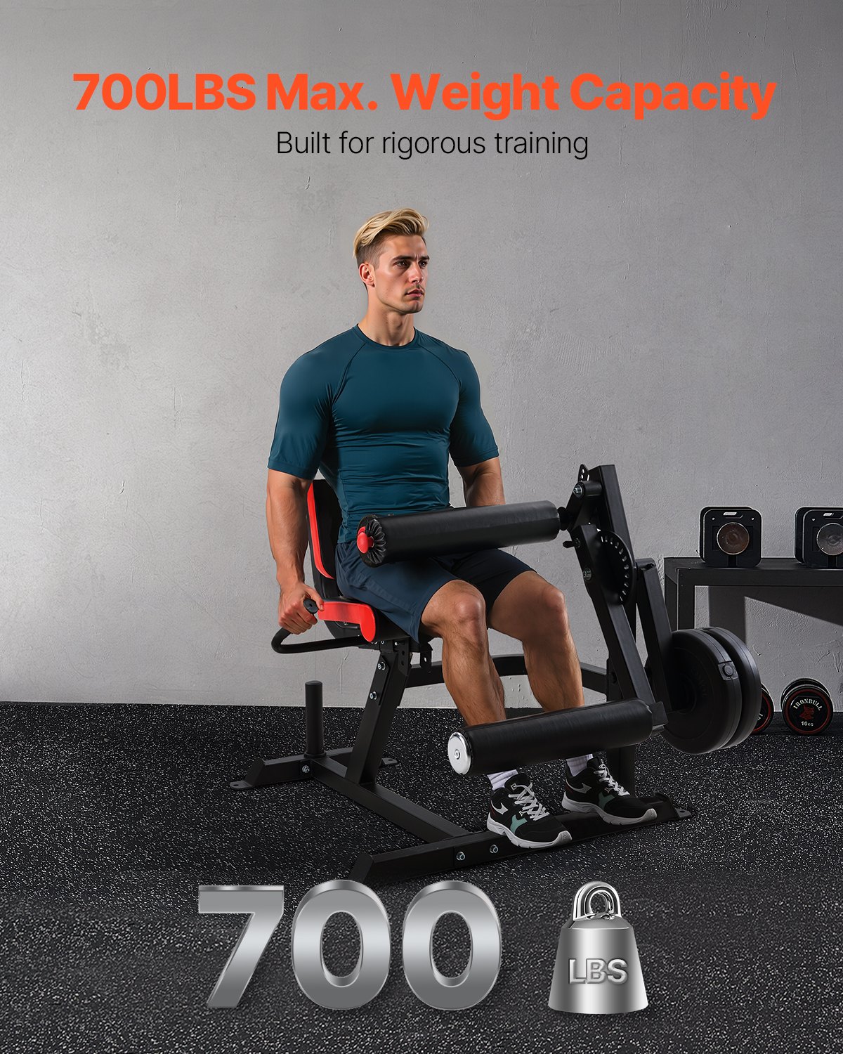 VEVOR Seated Leg Extension en Curl Machine Trainingsapparatuur Leg Press Beentrainer (317 kg laadvermogen), Verstelbare Beentrainingsbank, Beenrotatie-extensie Krachttrainingsapparatuur voor thuisgym