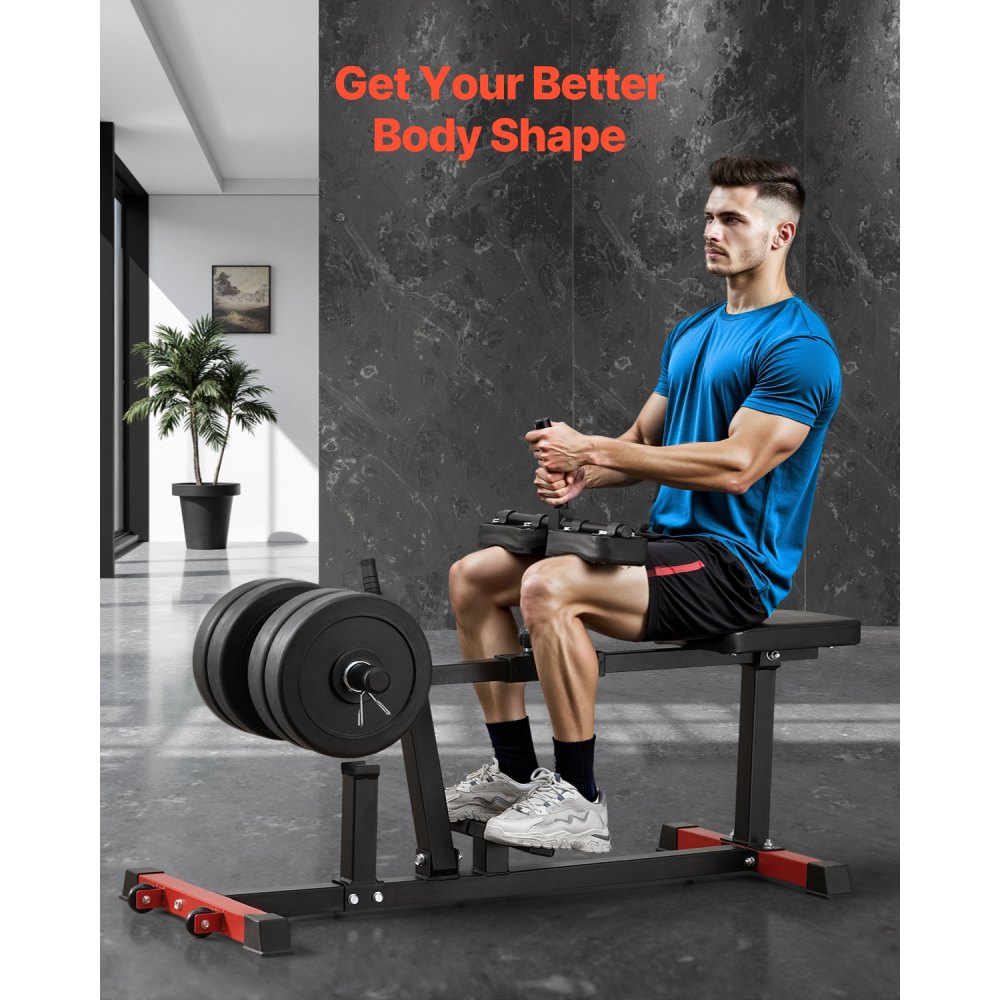 VEVOR Seated Calf Machine, 440 LBS Capacity Calf Raise Machine, Seated Calf Raise Leg Exercise Home Gym, Calf Workout Training Equipment, Lower Body Specialty Machine, Fit 1/2 inch Weight Plates