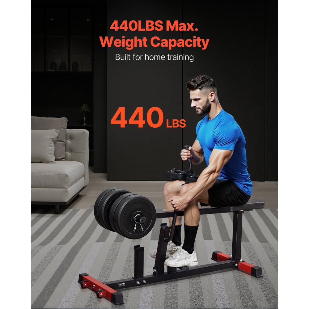 VEVOR Zittende kuittrainer met 200 kg draagvermogen voor beenoefeningen, krachttrainer voor het onderlichaam, geschikt voor gewichtsschijven (25,4 / 50,8 mm)