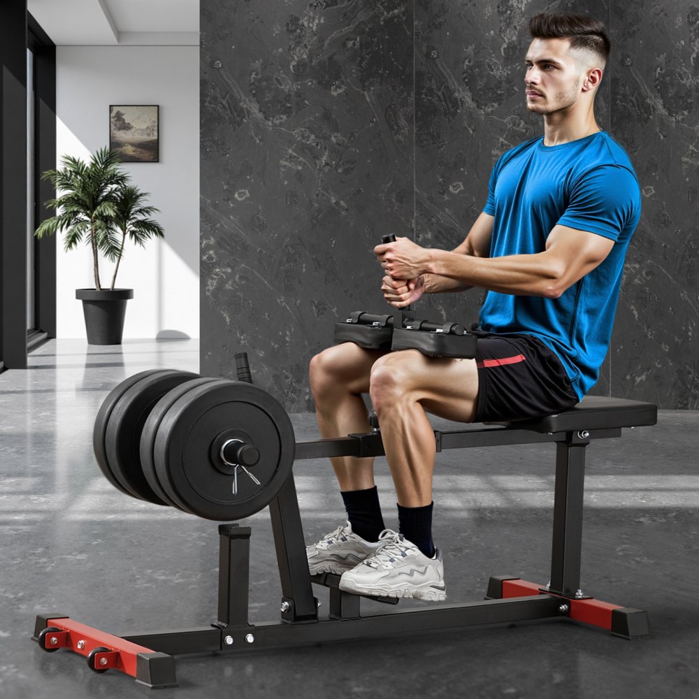 VEVOR Zittende kuittrainer met 200 kg draagvermogen voor beenoefeningen, krachttrainer voor het onderlichaam, geschikt voor gewichtsschijven (25,4 / 50,8 mm)