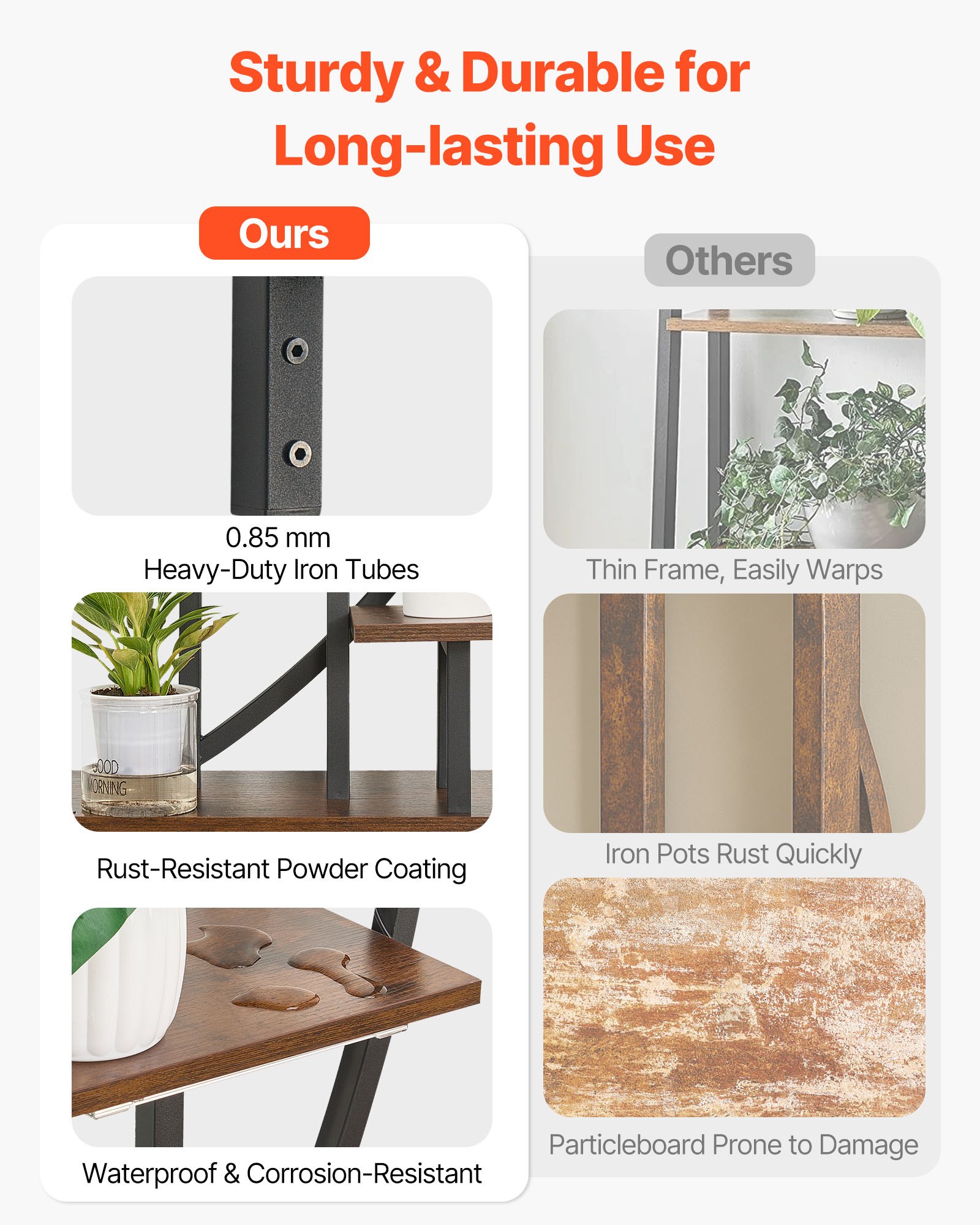 VEVOR Plantenstandaard met kweeklampen (2-pack), 7-laags bloemenstandaard, bloementrap, plantentrap, 3 timers en 10 helderheidsniveaus, bloemenplank voor de woonkamer, 550x260x1665mm