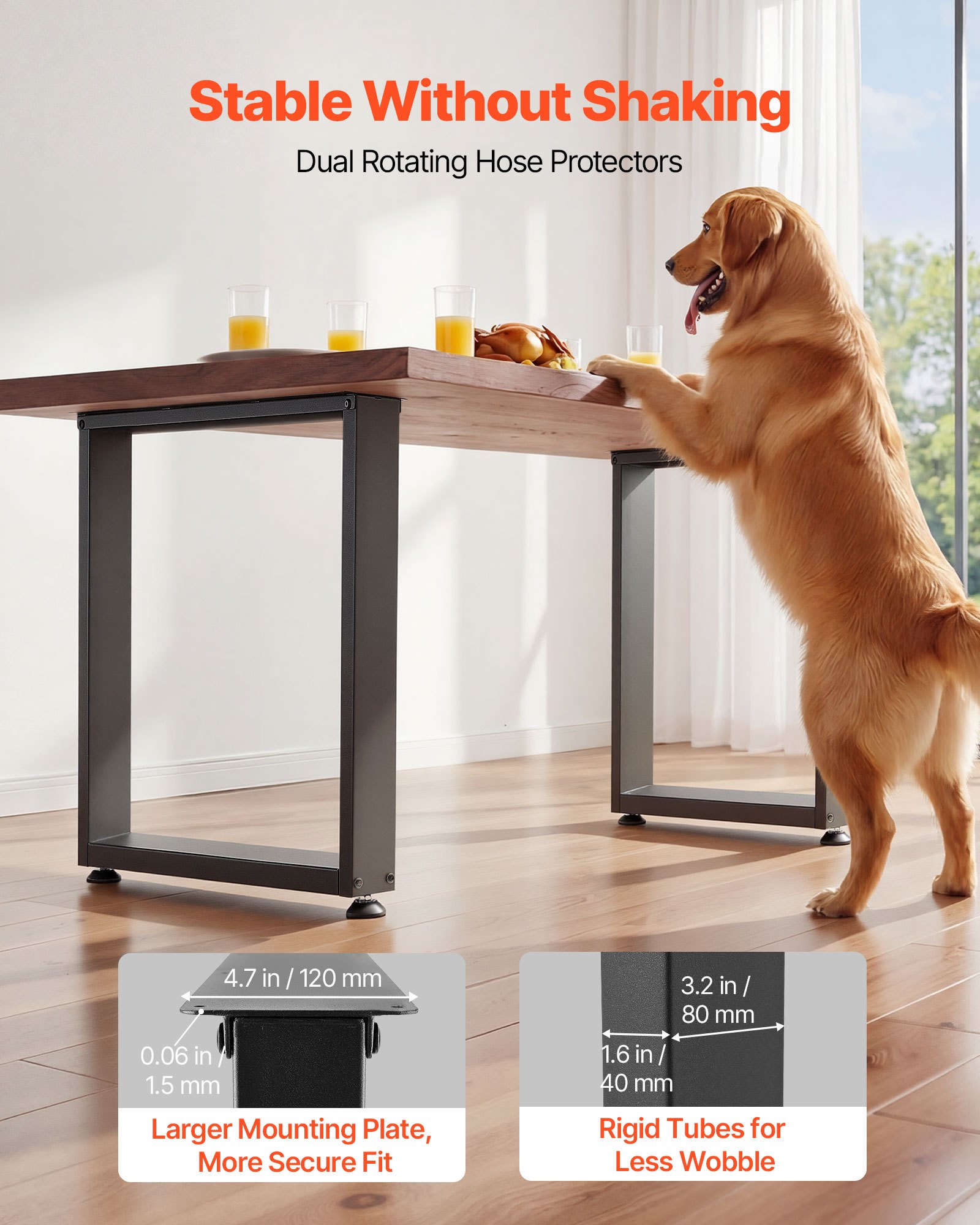 VEVOR Table Legs, 29.5" H x 35.4" W Square Steel Furniture Legs, Modular Design, Easy Assembly, 2204 lbs Max Load Heavy Duty, for Home Office Desk, Workbenches, Dinner Bar Tables, Set of 2, Black