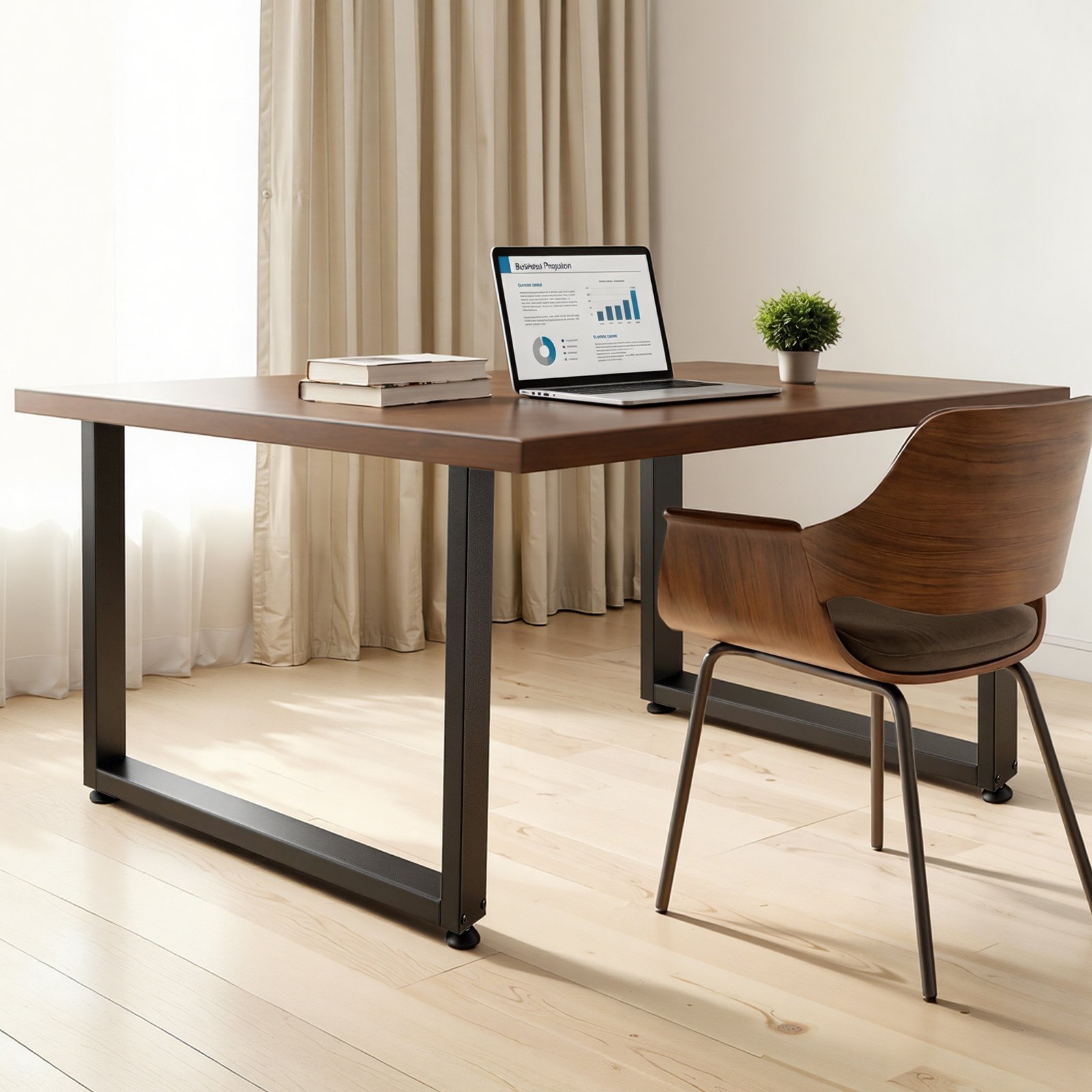 VEVOR Table Legs, 29.5" H x 35.4" W Square Steel Furniture Legs, Modular Design, Easy Assembly, 2204 lbs Max Load Heavy Duty, for Home Office Desk, Workbenches, Dinner Bar Tables, Set of 2, Black