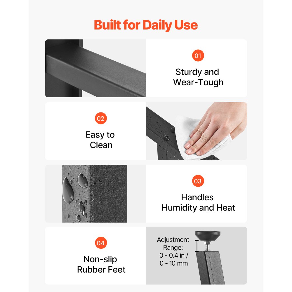 VEVOR Table Legs, 29.1" H x 21.7" W Trapezoid Steel Furniture Legs, Modular Design, Easy Assembly, 2204 lbs Max Load Heavy Duty, Ideal for Home Office Desk, Coffee Dinner Bar Tables,Set of 2, Black