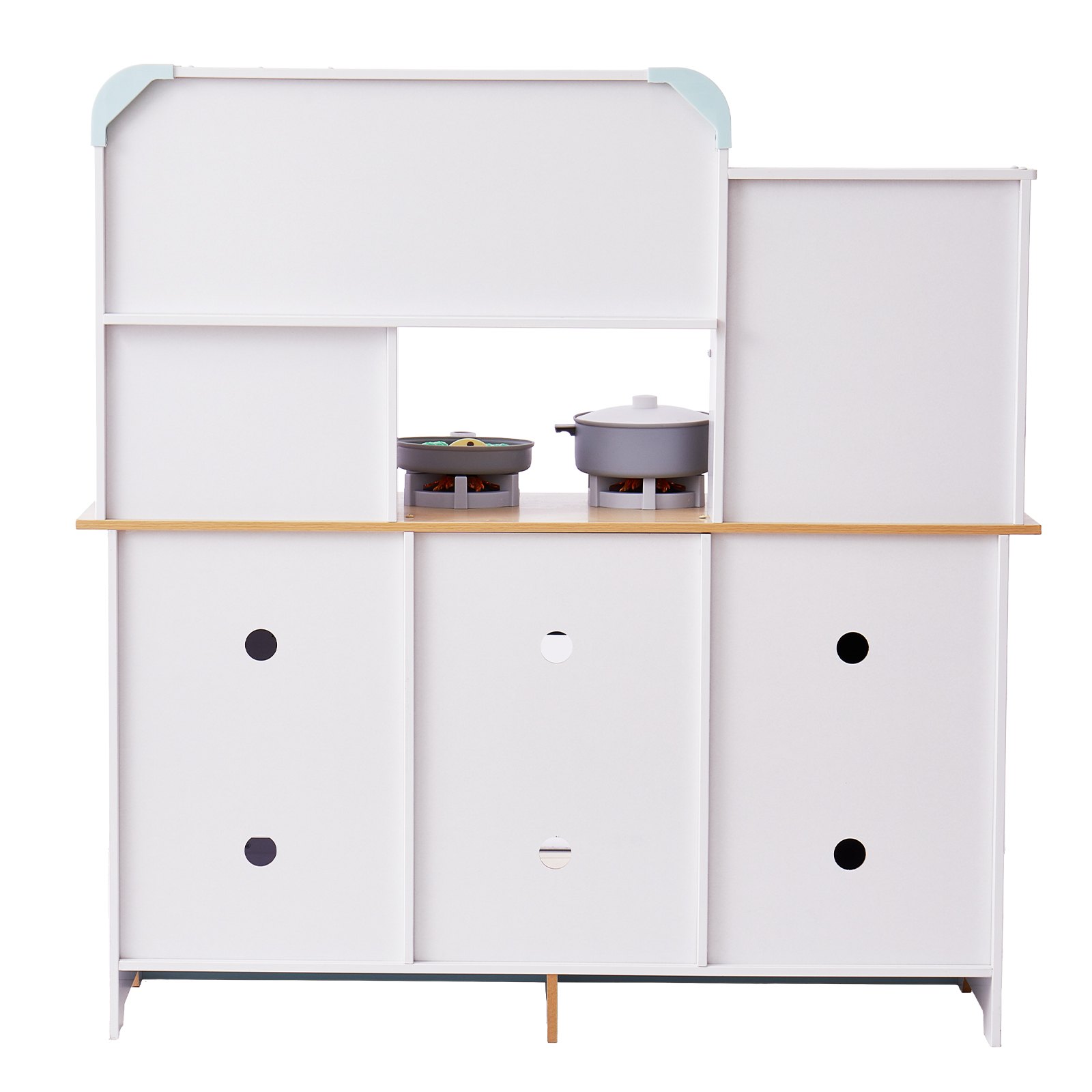 VEVOR Speelkeuken voor kinderen, houten speelgoedkeukenset met licht en geluid, peuterkeuken met ijsmachine, oven, gootsteen, magnetron, koelkast en keukengerei en fruitaccessoires voor peuters van 3 tot 8 jaar, wit