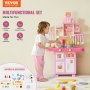 VEVOR Kids Kitchen Playset, Toddler Kitchen with Cooking Stove with Steam, Sounds and Lights, Play Kitchen Set with 48 PCS Cooking Accessory Set for Toddlers, Preschoolers, Children Ages 3-5, Pink
