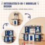 VEVOR Kitchen Playset Kids Pretend Cooking Play Toy 74 Piece Accessories Blue