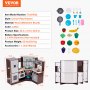 VEVOR Kitchen Playset Kids Pretend Cooking Play Toy 24 Piece Accessories Brown