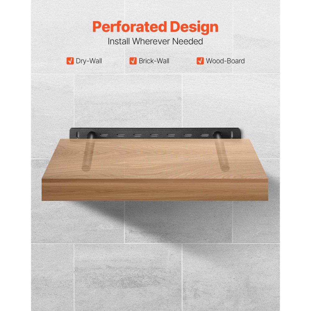 VEVOR Floating Shelf Brackets 2 Pcs, 150 lbs/68 kg Weight Capacity, 16x6.2x1.5 inch / 406.4x157.4x38.1 mm, Heavy Duty Hidden Shelf Brackets Support, Wall Mounting Invisible Floating Shelves Bracket