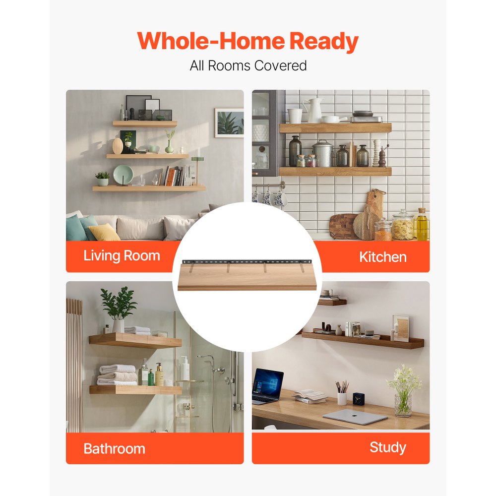 VEVOR Floating Shelf Bracket 1 Pack, 230 lbs/104 kg Weight Capacity, 43x6.2x1.5 inch / 1092.2x157.4x38.1 mm, Heavy Duty Hidden Shelf Brackets Support, Wall Mounting Invisible Floating Shelves Bracket