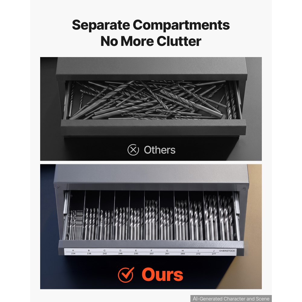 VEVOR Boorbit Dispenser Kast, Boorbit Organizer Kast met Drie Laden voor A tot Z, Stalen Boorbit Dispenser Organizer Kast met Labels, Stapelbare Boorbit Dispenser Opslag