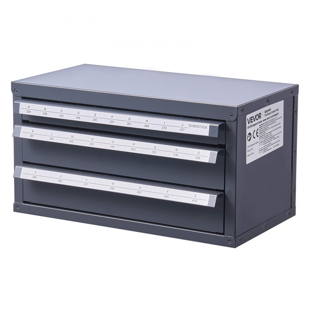 VEVOR Boorbit Dispenser Kast, Boorbit Organizer Kast met Drie Laden voor A tot Z, Stalen Boorbit Dispenser Organizer Kast met Labels, Stapelbare Boorbit Dispenser Opslag