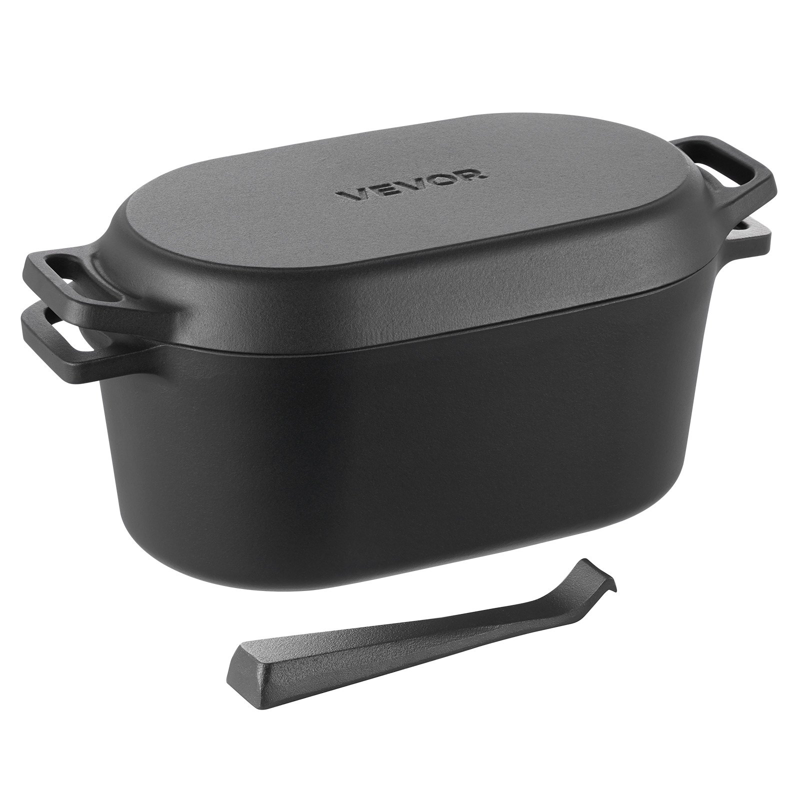 VEVOR geëmailleerde gietijzeren braadpan, 3,31 L braadpan voor het bakken van zuurdesembrood, robuuste kookpan met deksel en handgrepen, geschikt tot 260 °C, broodpan voor stoofschotels om te koken en te frituren