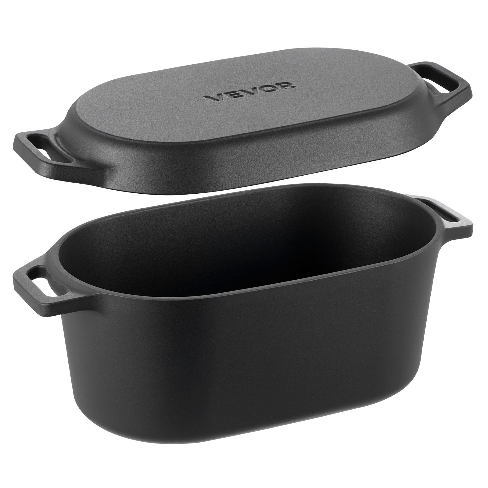 VEVOR geëmailleerde gietijzeren braadpan, 3,31 L braadpan voor het bakken van zuurdesembrood, robuuste kookpan met deksel en handgrepen, geschikt tot 260 °C, broodpan voor stoofschotels om te koken en te frituren