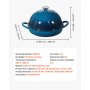 VEVOR geëmailleerde gietijzeren braadpan, 4,73 L braadpan voor het bakken van zuurdesembrood, robuuste kookpan met deksel en 2 handgrepen, geschikt tot 260 °C, broodpan voor koken en braden