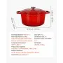 VEVOR geëmailleerde gietijzeren braadpan, 5,68 L braadpan voor het bakken van zuurdesembrood, robuuste kookpan met deksel en 2 handgrepen, geschikt tot 260 °C, vuurpot voor koken en frituren