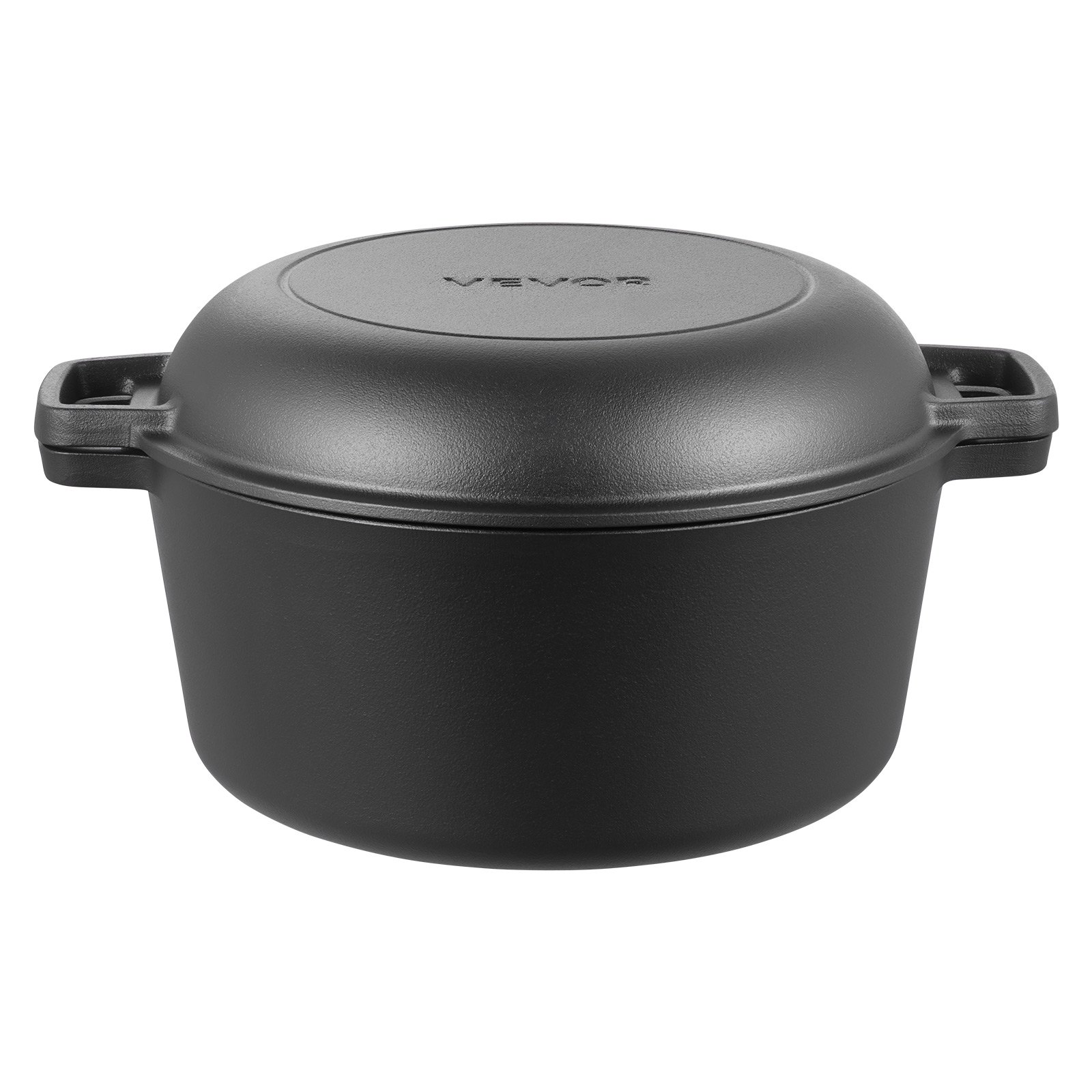 VEVOR gietijzeren braadpan, 2-in-1 braadpan met koekenpandeksel, 4,73 L robuust kookgerei met rijsmand en broodbakaccessoires, geschikt voor broodovens, 260 ℃ broodpan