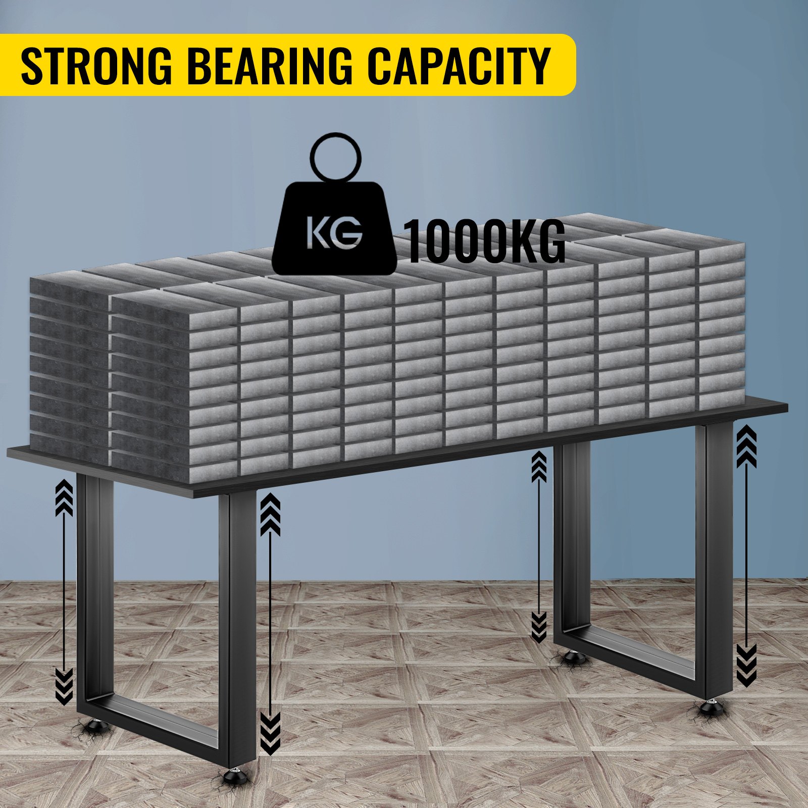 VEVOR tafelpoten zwart gepoedercoat 600 mm x 720 mm, metalen tafelpoten met een draagvermogen van 1000 kg, vierkante tafelpoten, tafelframe met voorgeboorde gaten, voor salontafels en banken
