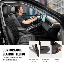 VEVOR Seat Covers, Universal Car Seat Covers, Full Seat Set, Front and Rear Seat, 9pcs Faux Leather Seat Cover, Semi-Closed Design, Removable Headrest and Airbag Compatible